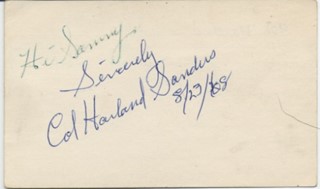 'Colonel' Harland Sanders  autograph