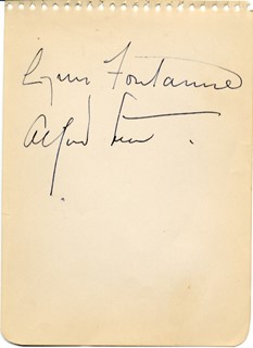 Alfred Lunt & Lynn Fontaine autograph