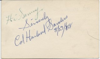 'Colonel' Harland Sanders  autograph
