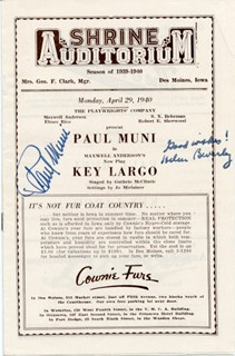 Paul Muni & Helen Beverley autograph