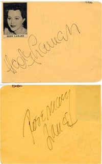 Hedy Lamarr & Rosemary Lane autograph
